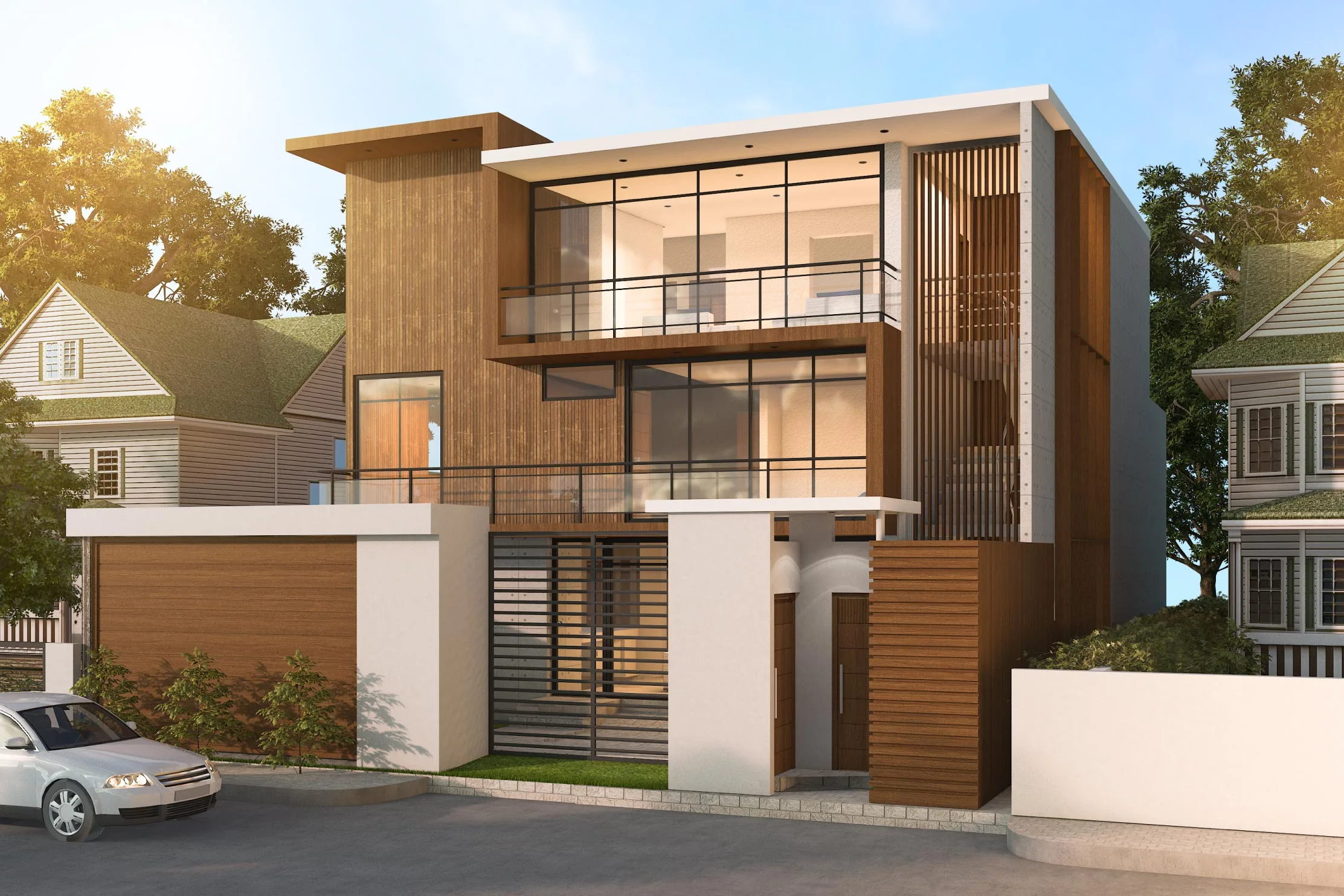 Modern home with automated gate
